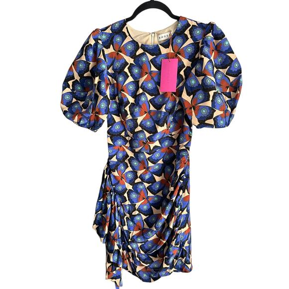 Rhode Pia Butterfly Print Short Sleeve  Mini Dress Size 2 - Picture 1 of 10